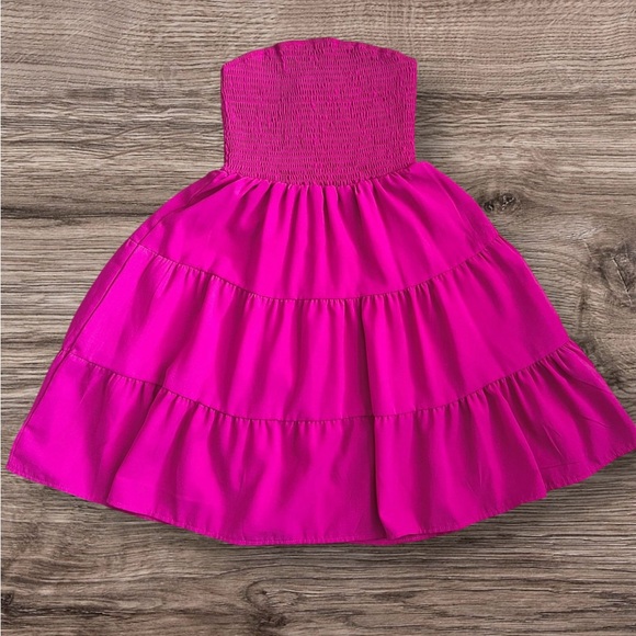 SHEIN Pink Smocked Tiered Mini Sundress Small - Picture 9 of 13